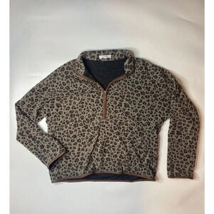 THML Half Zip Cheetah Print Pullover Top Womens Size M